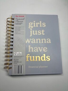 Penbrook "Girls Just Wanna Have Funds" Financial Planner - Light Gray & Gold